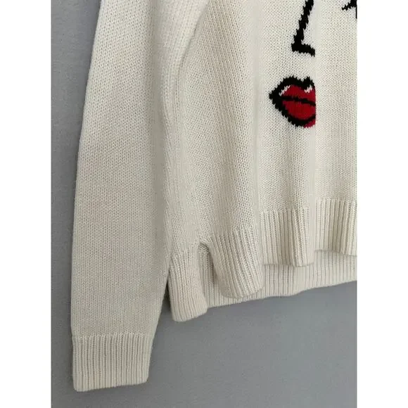 Madewell Making Faces Intarsia Knit Sweater Merino Wool Small - Picture 5 of 9